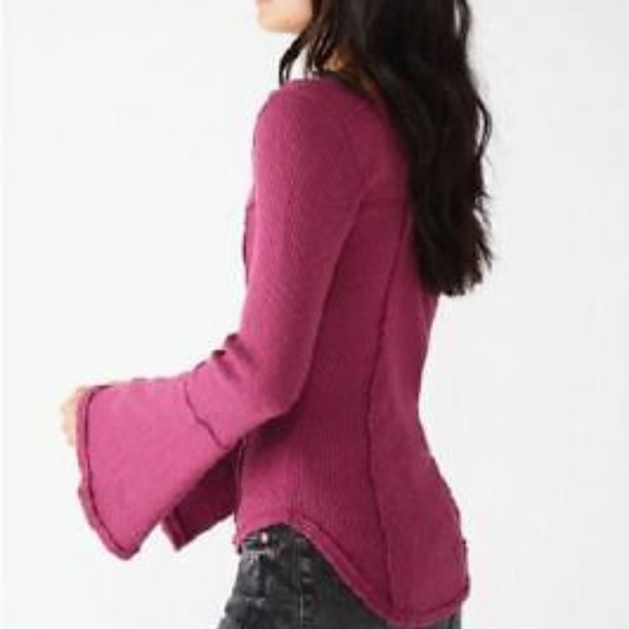 FREE PEOPLE Bell Sleeve Rib T-Shirt Fairytale - Picture 3 of 8